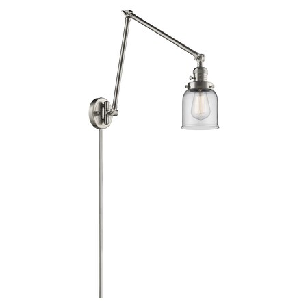 Innovations Lighting 1 Light Adjustable Small Bell 8In. Brushed Satin Nickel Double Swing Arm With Clear Glass, 509498 238-SN-G52